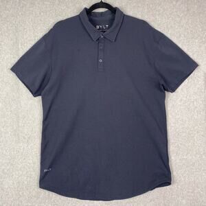BYLT Mens XL Navy Blue Drop Cut Short Sleeve Polo Shirt